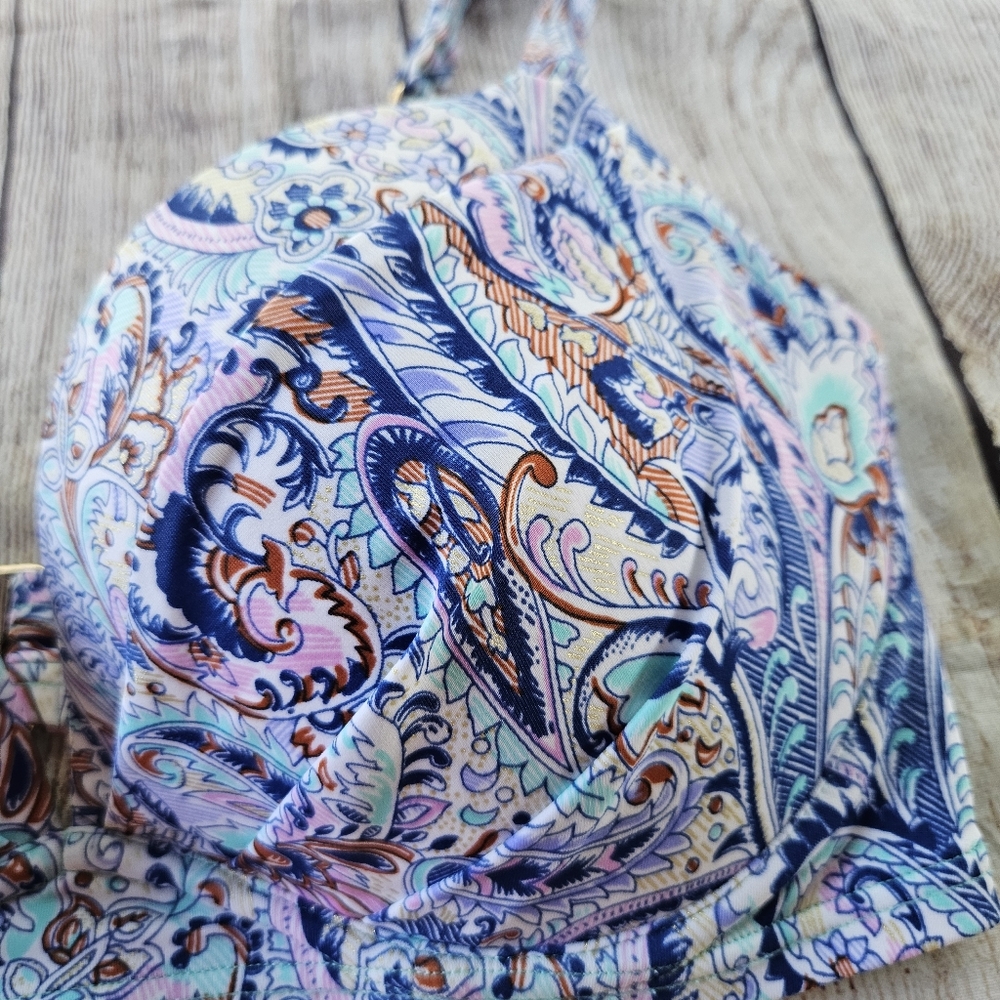 Victoria's Secret Paisley The Angel Convertible Ruched Biniki Top 36D - Picture 4 of 10